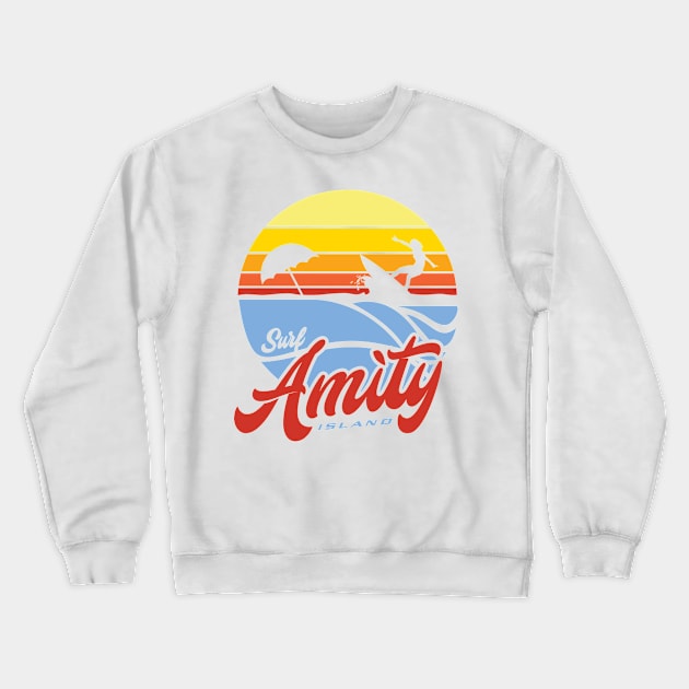 Surf Amity Island Crewneck Sweatshirt by MindsparkCreative